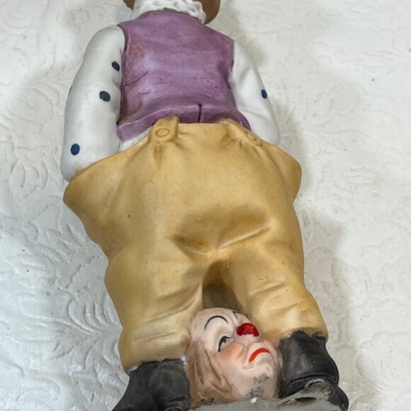 VTG Ceramic Circus Clown w/2 Heads/Masks at Shoes Figurine Decor 7.5" Tall - Picture 10 of 15